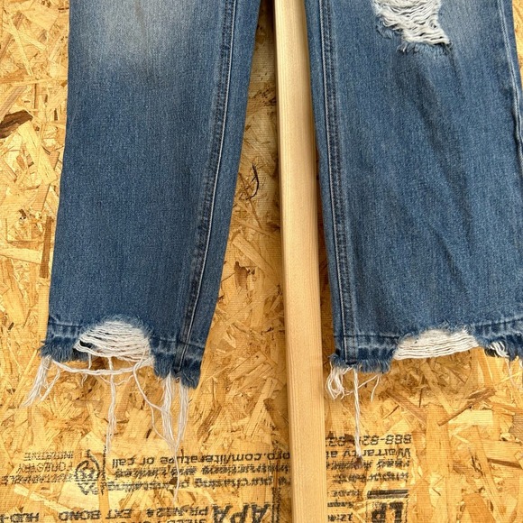 Express Women’s Jeans Size 6 Straight Ankle High Rise Distressed Denim Blue - Picture 3 of 15